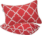 JMGBird 12×20 Inch Outdoor Lumbar Pillows Pack of 2 Waterproof Throw Pillows with Insert Rectangular Decorative Garden Cushion for Home Furniture Patio Coach Sofa (Red)