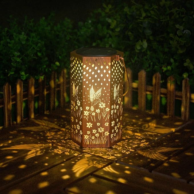 Gifts for Women Men Mom Hummingbird Solar Lights Outdoor - Christmas Decorations, Mothers Day Gifts, Solar Lanterns Outdoor Waterproof Garden Decor for Outside, Patio, Yard
