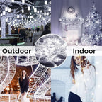 4 Pack Christmas String Lights Battery Operated with Timer, 66FT 200 LED Waterproof Twinkle Lights, 8 Modes Fairy Light for Indoor and Outdoor Bedroom Garland Tree Christmas Decorations (Cool White)