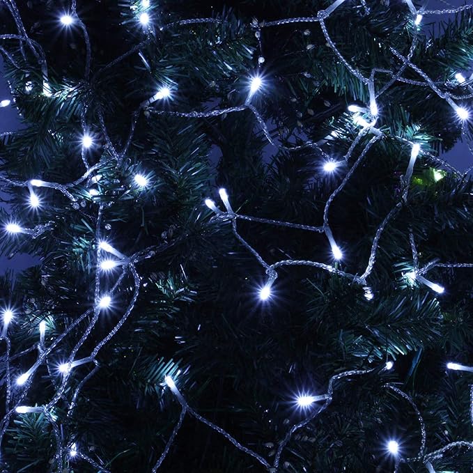 Extra-Long 500LED Christmas Lights Outdoor Indoor, Upgraded Cool White String Lights for Bedroom, Waterproof 13 Modes Plug in Twinkle Fairy String Lights for Home Party Wedding Garden (Cool White)