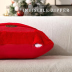 DFXSZ Christmas Pillow Covers 20x20 Red Big Christmas Tree Decoration Soft Plush Faux Fur Jacquard Throw Pillows for Bedroom Sofa Holiday Festivals Winter Home Decor PTK068B20