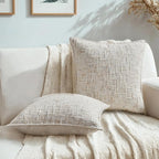 HAUSSY Cream White Throw Pillow Covers 22x22 Set of 2 Chenille Tweed Textured Decorative Couch Lumbar Pillow Covers Neutral Modern Pillow Cases for Sofa Bed Living Room Decor