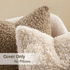 MIULEE Pack of 2 Throw Pillow Covers 24x24 Inch Neutral Khaki Faux Fur Decorative Sherpa Pillow Covers Fuzzy Accent Soft Sheepskin Fleece Cushion Cases for Boho Home Decor Couch Living Room Bed