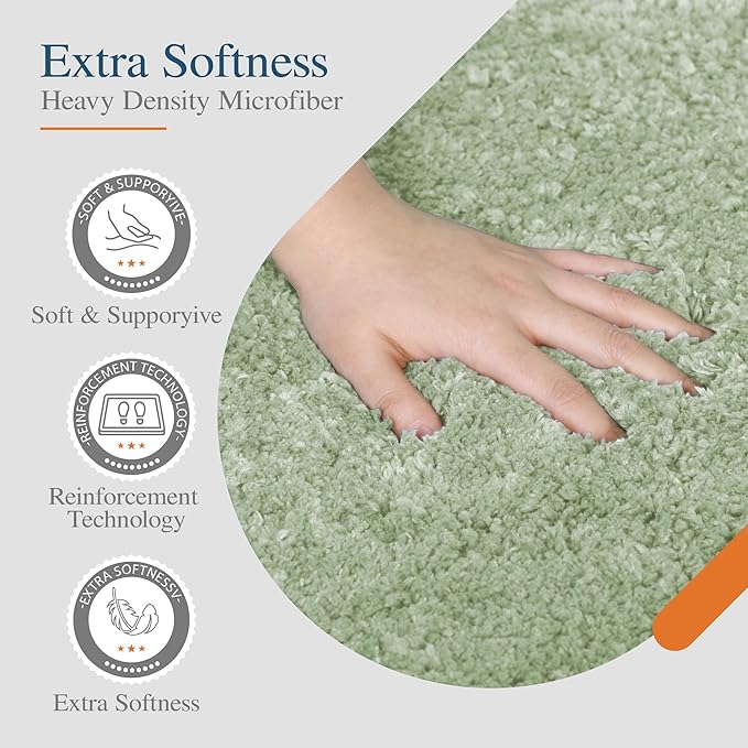 Walensee Large Bathroom Rug (24 x 60, Pale Green) Extra Soft and Absorbent Shaggy Bath Mat Machine Washable Microfiber Non Slip Luxury Floor Mat