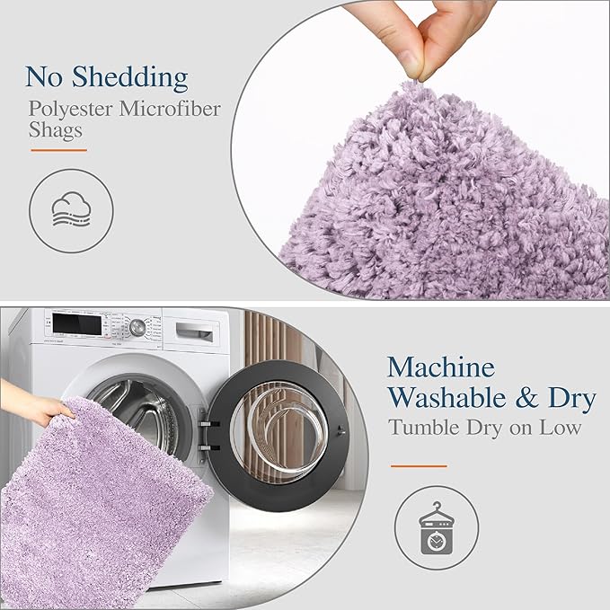 Walensee Large Bathroom Rug (24 x 48, Lavender) Extra Soft and Absorbent Shaggy Bath Mat Machine Washable Microfiber Non Slip Luxury Floor Mat