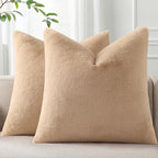 Pallene Faux Fur Plush Throw Pillow Covers 18x18 Set of 2, Soft Fluffy Couch Pillow Covers for Living Room, Khaki
