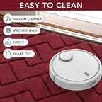 hicorfe Indoor Doormat,Front Back Door Mat Rubber Backing Non Slip Door Mats 20"x48" Absorbent Resist Dirt Entrance Doormat Inside Floor Mats for Entryway Washable Low-Profile（Red）