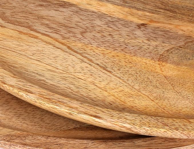 Alpha Living Home Round Wood Chargers Plates 11 Inch Natural Wood Charger Plates Set of 4 - Serving Plates for Dinner, Wedding, Tabletop Decor, Holiday, Party, Baby Shower, Event Decoration - Natural