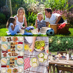 Cream Plastic Plates and Bowls Sets Dishwasher and Microwave Safe Wheat Straw Dinnerware Sets for 8,Reusable Plastic Dishes Set Lightweight Unbreakable for Kitchen Camping Outdoor RV 32 Pcs