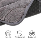 Bath Mats 24x17 Non-Slip Absorbent Bathroom Rug, Quick Dry Machine Washable Shower Tub Mat with Rubber Backing, Soft Floor Carpet for Bathroom Decor Wave Dark Grey