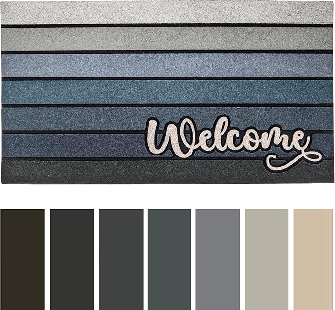Bulijojo Nordic Grey Entrance Door Mat Large 17 x 30 Inch Entry Way Doormat Front Door Rug Outdoor Heavy Duty Welcome Mat, Non Slip Rubber Back Low Profile