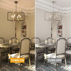 Dining Room Light Fixture, 6-Light Brushed Nickel Chandelier Modern Metal Industrial Chandelier Lighting for Farmhouse Living Room Kitchen Entryway (Nickel, E12 Bulbs Not Included)