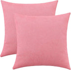 Jeneoo Decorative Living Coral Throw Pillow Covers Rustic Farmhouse Soft Chenille Comfy Solid Cushion Cases for Sofa Bedroom Chair Decor (Set of 2, 16 x 16 Inches)