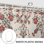 Boho Shower Curtain Floral Pattern Fabric Curtain for Bathroom Plant Theme Religion Floral Shower Curtain Sets Waterproof Decor 48x72Inch