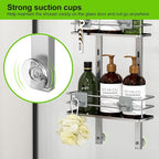 Orimade Adjustable Hanging Over the Shower Door Caddy with Hooks, Bathroom Organizer Shelf Storage Rack,No Drilling Rustproof Basket for Inside Shower, Sliver 3 Tier