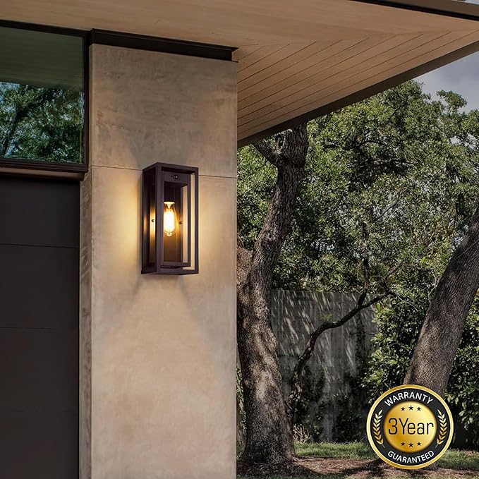 15" Motion Sensor Outdoor Lights, 2 Pack Large Bronze Outdoor Light Fixture, 3 Lighting Modes Waterproof Anti-Rust Wall Sconces, Exterior Lighting Fixtures for Front Door, Porch, Garage