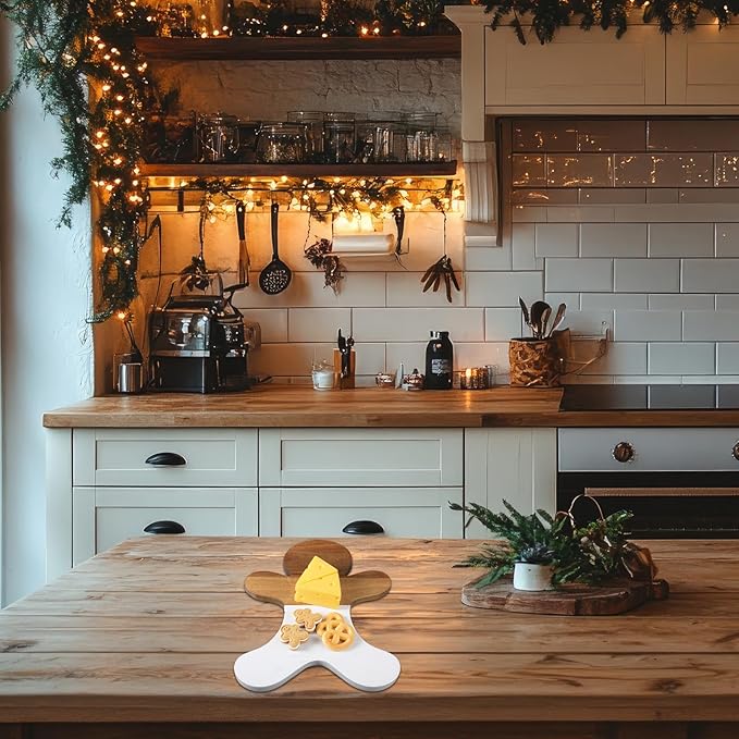Christmas Gingerbread Man Marble Cheese Board Charcuterie Cutting Tray Marble Serving Decorative for Decoration Charcuterie Kitchen