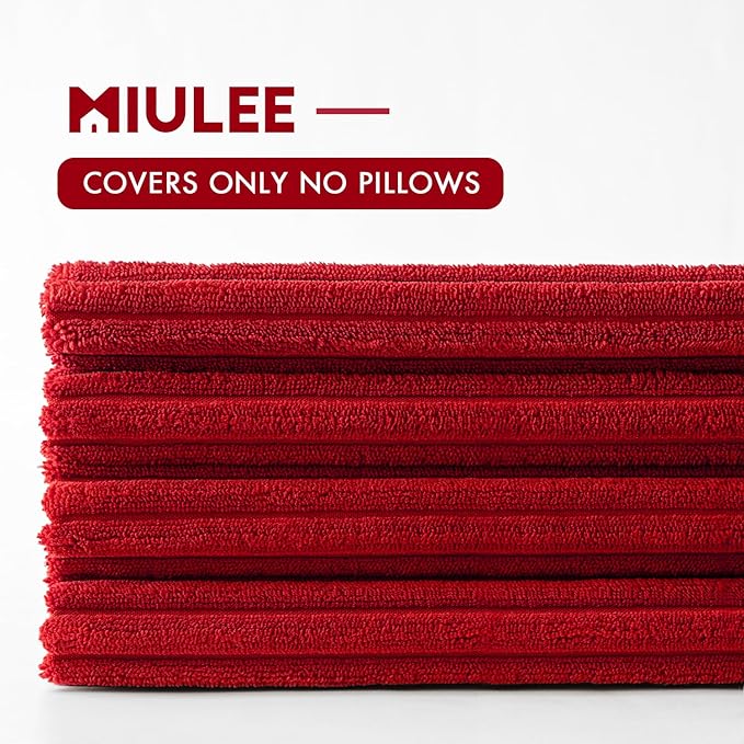 MIULEE Boho Farmhouse Throw Pillow Covers 16x16 Inch Set of 4 Mordern Nordic Cushion Covers Soft Corduroy Home Decor for Couch Bed Sofa Living Room Christmas Red