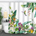 Summer Hummingbird Shower Curtain Tropical Leaves Floral Bird Green Shower Curtains for Bathroom Waterproof Polyester Fabric Bath Curtain 72 x 72 Inch with 12 Hooks