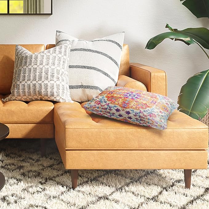 Snycler Orange Blue Ethnic Boho Pillow Covers 12x20 in Boho Carpet Cream Coral Floral Decorative Couch Pillow Cases with Zipper Set of 2 Home Decor for Living Room Bedroom Bed Cushion Outdoor