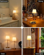 EppieBasic Cordless Table Lamp Rechargeable: Fast Charging & Long Lasting - 2700K Warm Light Vintage Gold Lamps for Women Housewife - Dinning Living Room Bedroom - 2 Pack