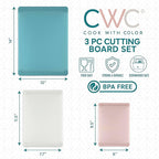 COOK WITH COLOR Extra Large Cutting Board Set, Jumbo-Sized Boards with Rubber Border for Enhanced Cooking Experience, 3-Piece, Teal