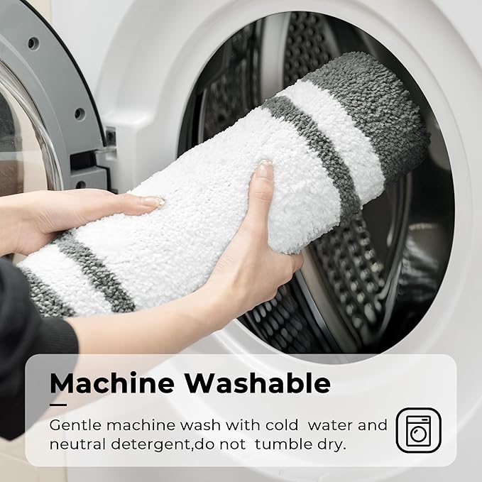 GRANNY SAYS Microfiber Bathroom Rugs Non Slip Washable, Water Absorbent Bathroom Mats for Tub, Soft Bath Mats for Bath Floor & Shower, Bath Rug, 24" x 48", Deep Grey Bath Rugs