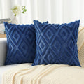 Pallene Navy Blue Throw Pillow Covers 20x20 Set of 2, Soft Plush Faux Fur Decorative Couch Pillow Covers for Sofa Bed Living Room Pillow Cases with 3D Diamond Pattern