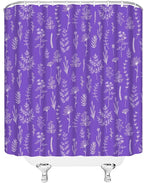 Purple Herbs Shower Curtain Boho Floral Lavender Retro Botanical Vintage Farmhouse Cute Leaves Plant Flowers Bathroom Curtain Set with Hooks(108" Wx70 H)