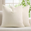 Mecatny Corduroy Decorative Throw Pillow Covers 20x20 Set of 2 for Sofa Living Room, Soft Neutral Boho Couch Pillow Covers for Home Decor, Cream White