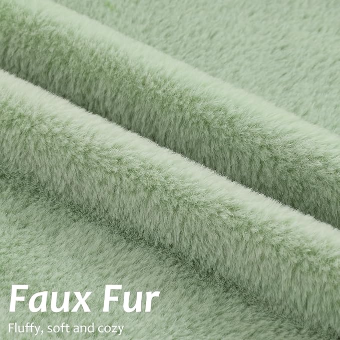 Pallene Faux Fur Plush Throw Pillow Covers 22x22 Set of 2, Soft Fluffy Couch Pillow Covers for Living Room, Sage Green