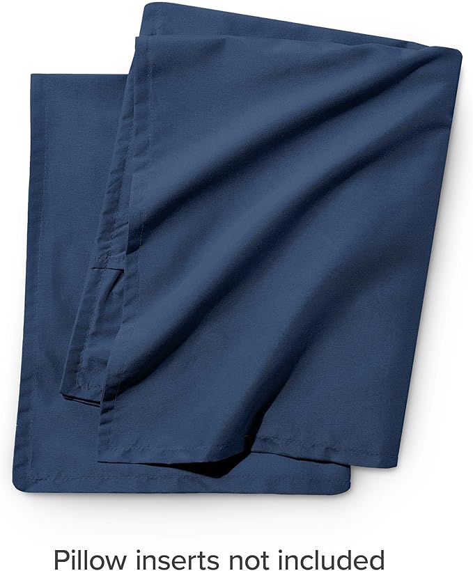 Bare Home Euro Pillow Sham Covers - Set of 2 - Premium 1800 Ultra-Soft Microfiber - Double Brushed - Bed Pillow Shams - Pillows Not Included (Set of 2, Dark Blue)