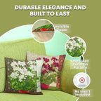 Charlotte Home Furnishings Floral Decorative Throw Pillow Cover 18x18 in, Geranium White French Country Couch Pillow Case, Home Decor Cozy Tapestry Cushion Cover, European Cotton Jacquard Woven