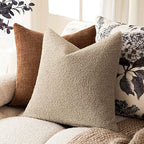 Foindtower Pack of 2, Curly Faux Fur Decorative Throw Pillow Covers Soft Fuzzy Plush Cushion Case with Zipper Cozy Pillowcase for Home Living Room Couch Bed Sofa 20 x 20 Inch,Taupe Khaki Camel