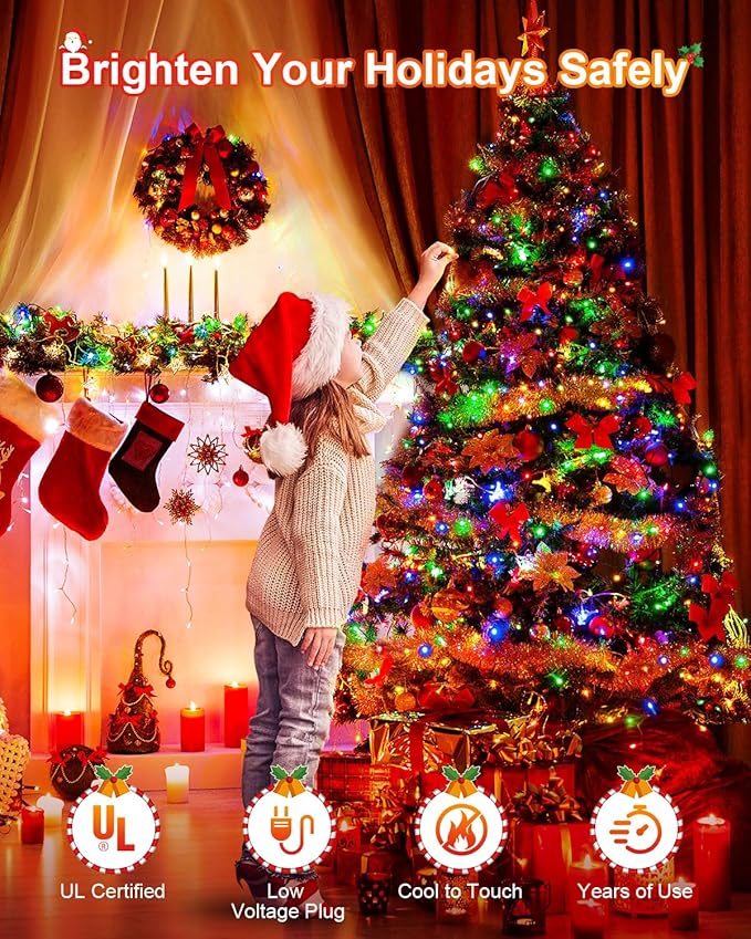 LED Christmas Lights, Extra Long Outdoor String Lights Waterproof, Timer & Memory, 8 Modes Dimmable Plug in Fairy for Outside Tree Wedding Patry (Multicolor, Total 710FT 1800 LED)