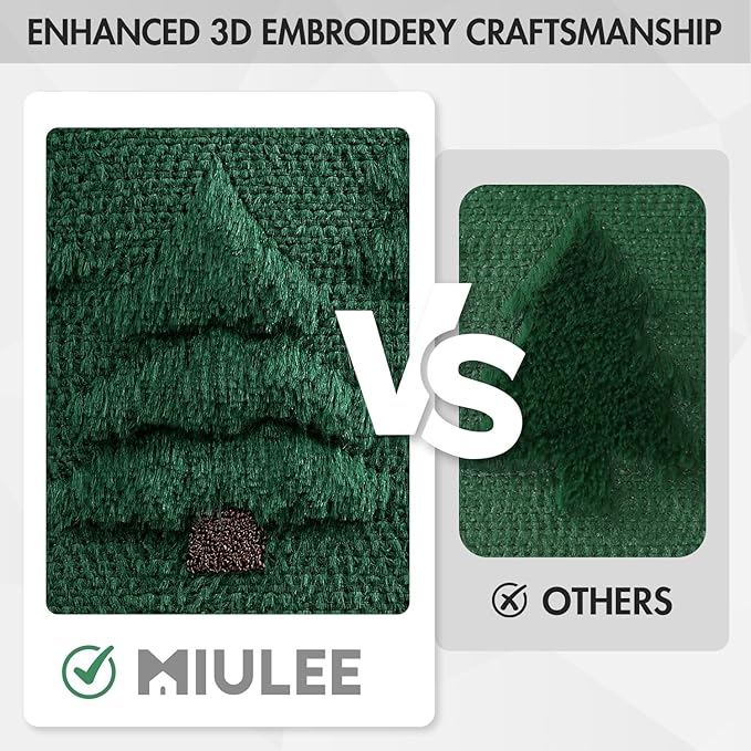 MIULEE Christmas Tree Decorative Pillow Covers Faux Fur Wool Throw Pillows Soft Plush Cushion Covers Set of 2 Xmas Home Decor Winter Holiday for Sofa Couch Livingroom Bed 20x20 Inch Dark Green