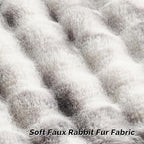 FUTEI Grey White Decorative Throw Pillow Covers 18x18 Inch Set of 2,Soft Fuzzy Faux Rabbit Fur Cushion Covers with Raised Texture,Neutral Boho Home Decor for Couch Bed Living Room