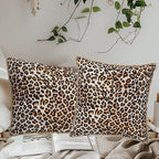 KSLIDS Leopard Print Faux Fur Soft Velvet Throw Pillow Covers Set of 2 Brown Black Cheetah Decorative Pillow Covers 18x18 Inch Animal Pillow Case for Sofa Couch Bedroom Farmhouse Home Decor