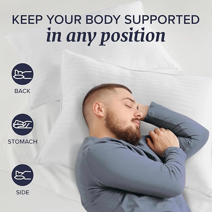 Beckham Hotel Collection Bed Pillows Standard / Queen Size Set of 2 - Original Soft Down Alternative Pillow for Sleeping - Soft Support for Back, Stomach or Side Sleepers