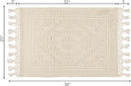 Savi Home Cotton Woven Jacquard Bathroom Rug, Woven Fringe Bathroom Mats, 100% Cotton, Non - Slip Bath Mat, Durable Thick Bath Mat 20”x38” with Fringes, Ivory