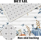 MEHOFOND 4pcs Fall Pumpkin Shower Curtain Set,Autumn Watercolor Blue White Pumpkin Shower Curtain Set,Farmhouse Eucalyptus Leaves Rustic Wood Bathroom Decor,Thanksgiving Holiday Curtains Set 72x72 in