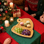 TJ POP Christmas Hat Bamboo Serving Platter - Santa Hat-Shaped Holiday Snack Tray with Hanging Hole, Natural Wood Appetizer Tray Charcuterie Board for Candy, Cookies, Party Decor (10” x 9”)