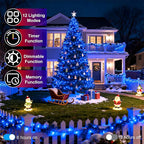 1500 LED 470FT Christmas String Lights Outdoor, 12 Pro Modes and Timer Memory & Brightness, Plug in Waterproof Clear Wire Twinkle Light for for Xmas Yard Tree Wedding Party Decor (Blue)