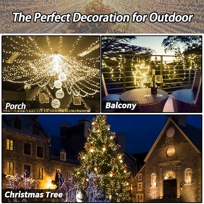 2 Pack Solar String Lights Outdoor, 200 LED Extra-Long 72FT Solar Powered Lights with 8 Lighting Modes, Waterproof Outdoor Lighting Decoration for Garden, Patio, Balcony, Xmas, Wedding, Party