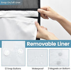 Long No Hook Shower Curtain with Snap in Liner,230GSM Waffle Weave Shower Curtains for Bathroom,71W x 77H(75"),Black