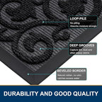 Smiry Welcome Door Mat Outside Entrance, Heavy Duty Trap Dirt and Moisture Easy Clean Low Profile Patio Porch Indoor Outdoor Front Doormat for Entry, 47x32 Inch, Black/Welcome