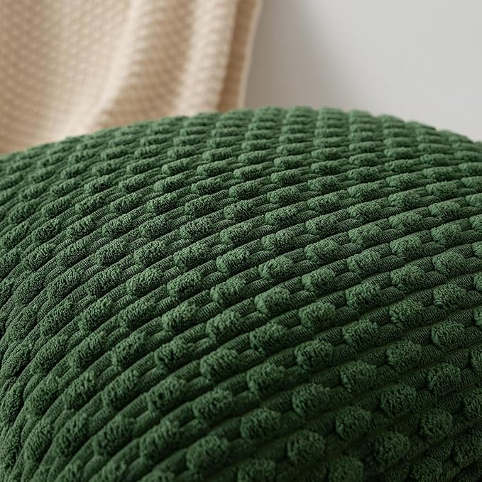 Kevin Textile Pack of 2 Corduroy Decorative Throw Pillow Covers 18x18 Inch Soft Boho Striped Pillow Covers Modern Farmhouse Home Decor for Sofa Living Room Couch Bed Dark Green