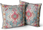 Snycler Boho Throw Pillow Covers 16x16 inch Set of 2 Boho Rug Carpet Double Sided Pattern Cotton Soft Pillow Case Cushion Cover Pillowcase for Couch Sofa Bed Decorative (Rose Red)