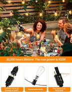 LED Outdoor String Lights 200ft ST38 Waterproof Patio Lights with 106 Vintage Shatterproof Bulbs(6 Spare), Dimmable Outside Hanging Edison String Lights for Backyard Porch Balcony Decor, Warm White