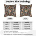 Vintage Floral Soft Velvet Throw Pillow Covers Set of 2 Burnt Orange Navy Flowers Plant Decorative Pillow Covers 18x18 Inch Art Botanical Pillow Case For Sofa Couch Outdoor Farmhouse Home Decor